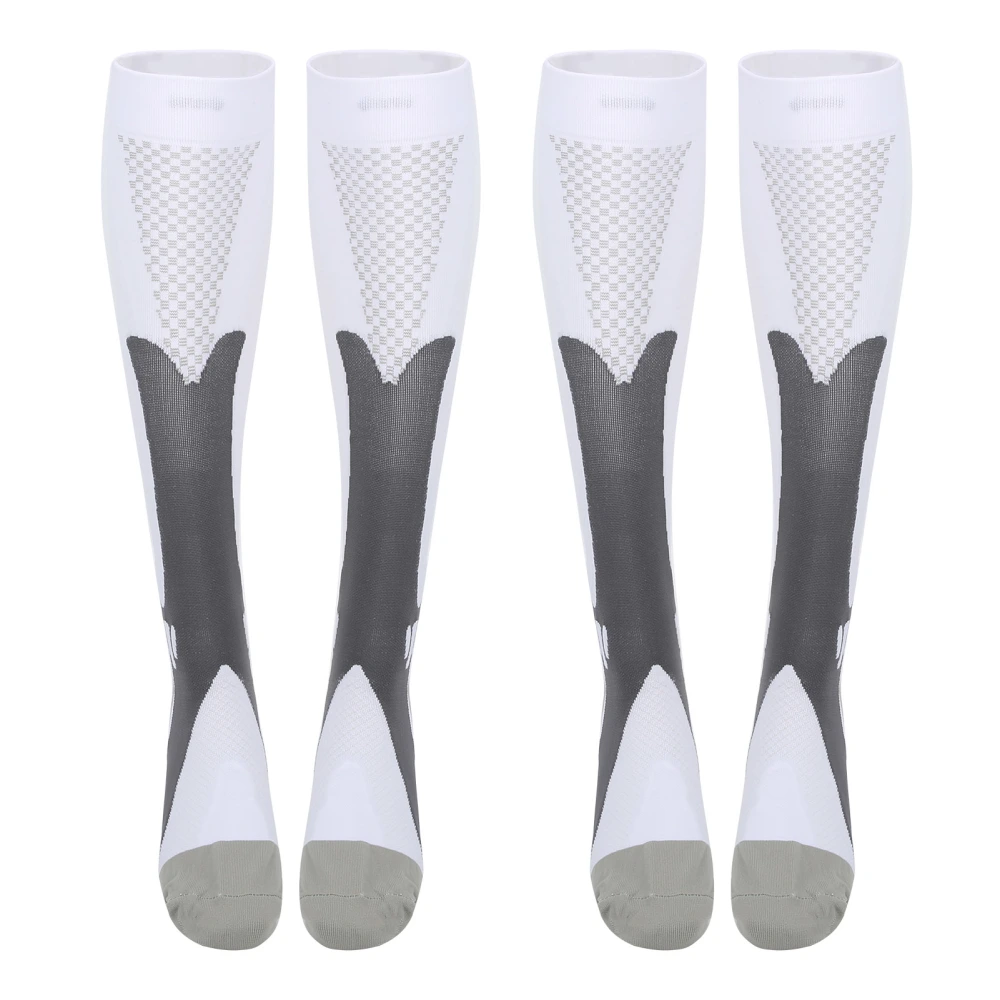 2 Pair/Set Outdoor Sports Compression Socks Leg Support Stretch Running Socks Below KneeWhite