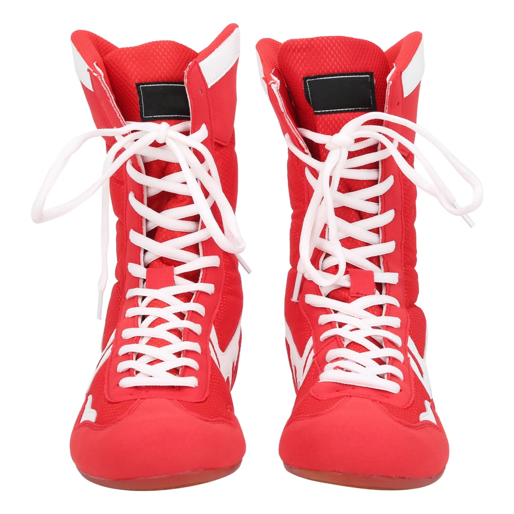 Wrestling Boxing Shoes Hightop Ankle for Martial Arts Taekwondo Sanda Training Shoes(Red )