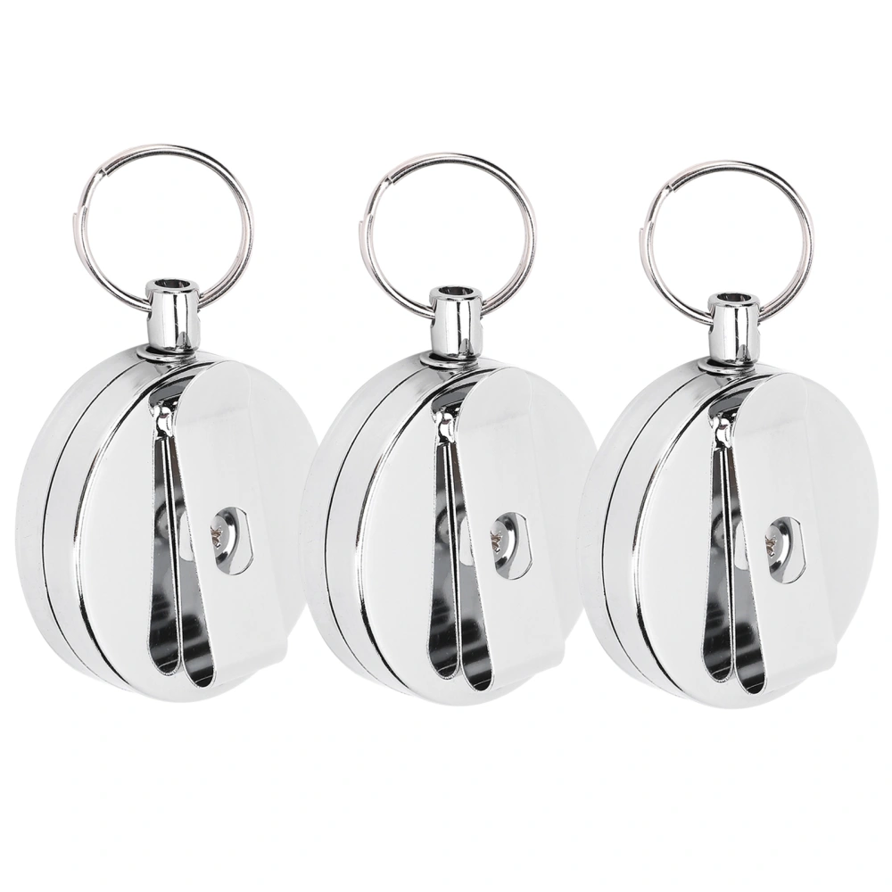 3Pcs set Retractable Keyring High Resilience Metal Wire Keychains AntiTheft Belt Clip