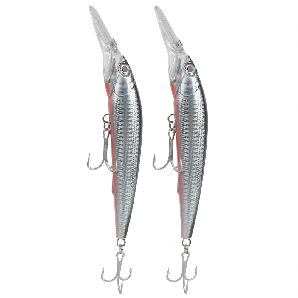 2Pcs Plastic Artificial Simulation Deep Diving Minnow Lure Bait Fishing Accessory4#