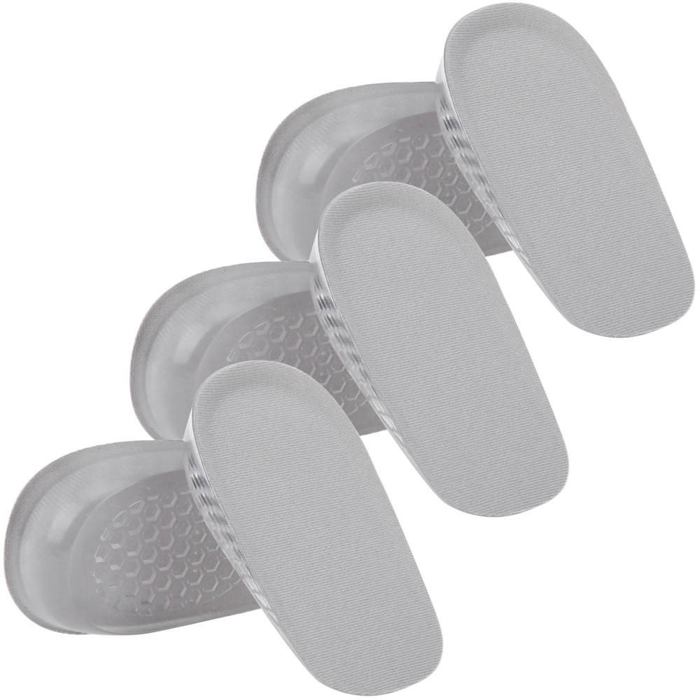 3 Pair/Set 2.5CM Silicone Height Increase Half Insole Elastic Shock Absorption PadsGray