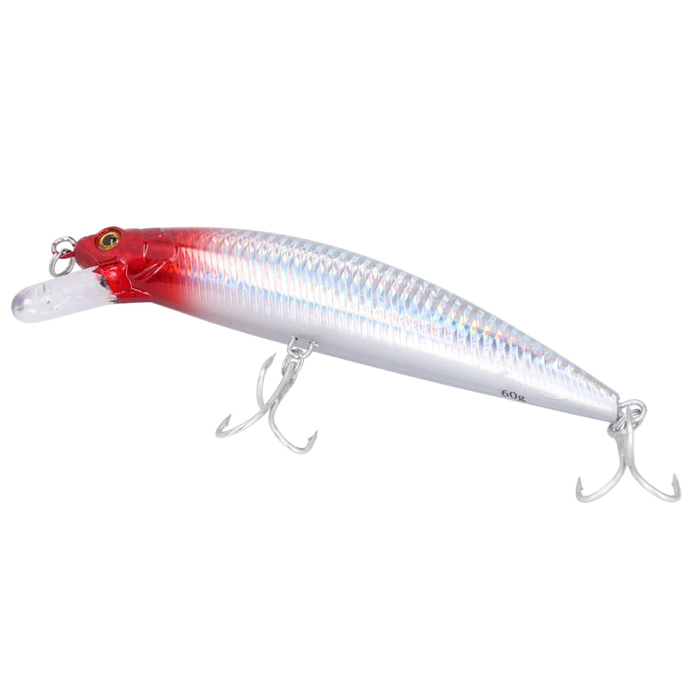 Sea Fishing Sinking Lure 60g Stainless Steel Plastic Artificial Simulation Eye Bait Accessory Red Head White Body