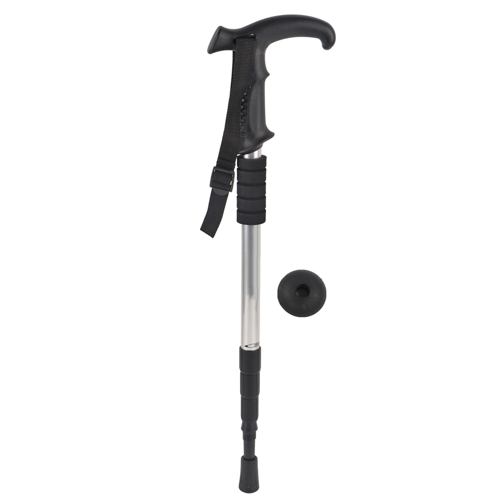 Outdoor Walking Stick High Strength Aluminum Alloy Hiking Poles AntiSlip Canes for Elderly(Silver )