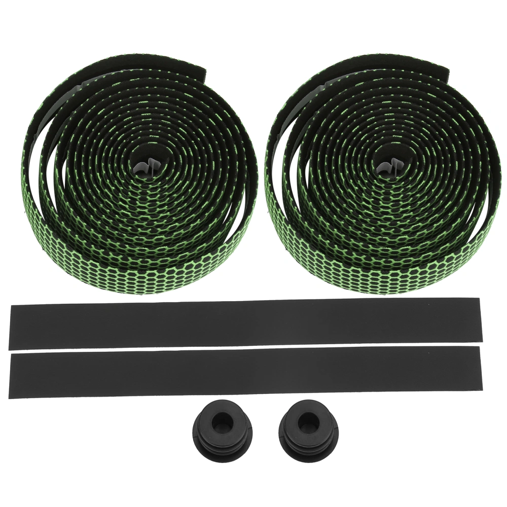 Bicycle Handlebar Wrap Strap Road Bike AntiSlip Bar Grip Sponge Tape with Bar End Plugs(Green )