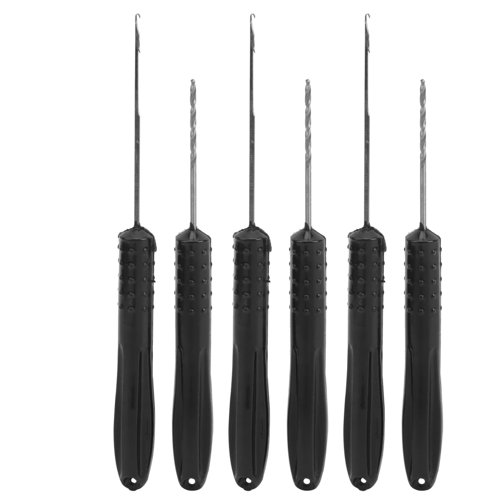 3Set Multifunction Fishing Tool Baiting Hook Needle Baiting Drill Plastic Handle Black