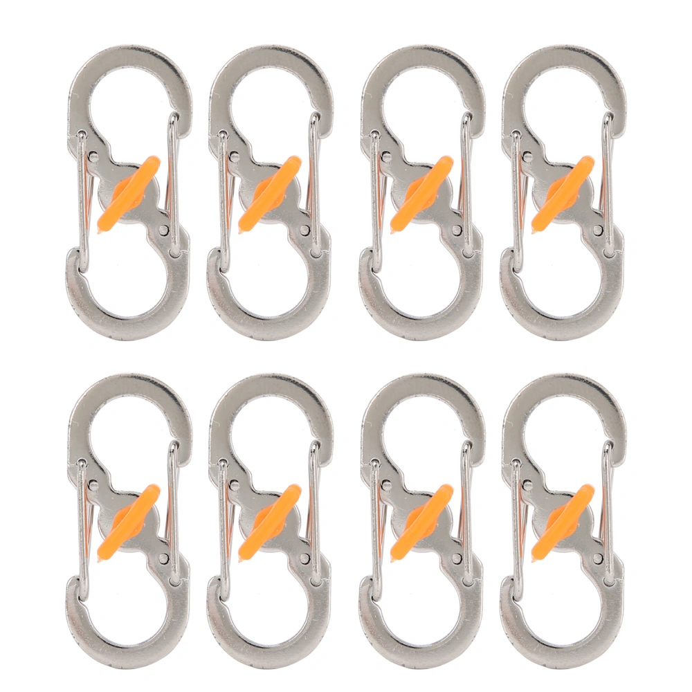 8pcs 8 Shape Key Chain Anti‑theft Outdoor Camping Backpack Buckle S Type Carabiner with Lock