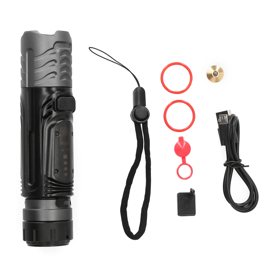 XHP99+COB Flashlight Telescopic Zoom with Magnet Hammer Smart Display Flashlight Torch