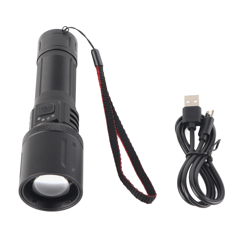 Portable Powerful Flashlight USB Rechargeable Zoom Flashlight Telescopic Outdoor Torch