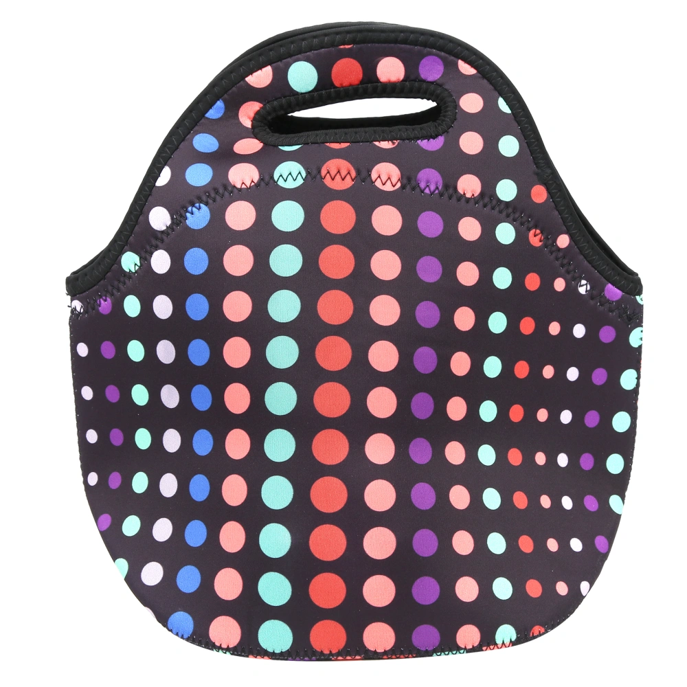 Insulated Thermal Lunch Bag Waterproof Neoprene Lunch Box Handbag for Picnic CampingSmall Colored Dots