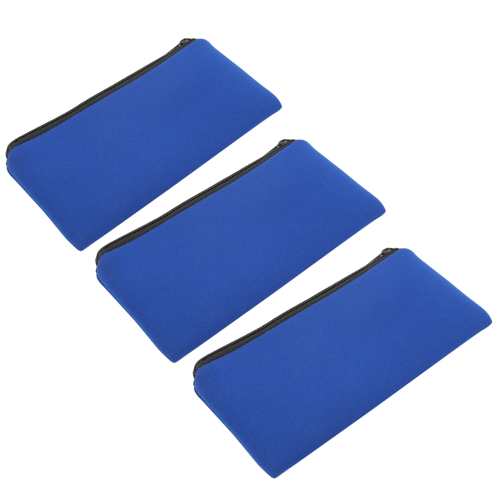 3pcs Neoprene Mountaineering Storage Pencil Case Bag Camping Soft Wear Resistant Pen Bag(Blue )