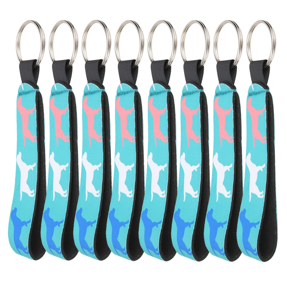 8pcs Camping Backpack Hanging Keychain Polyester Travel Luggage Bag Tag Key ChainCyan