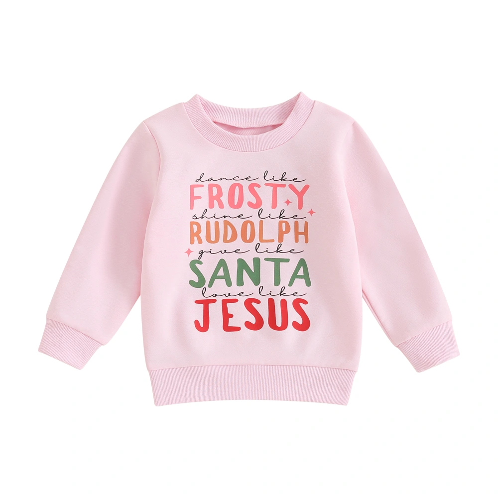 Toddler Girl Christmas Sweatshirts Letter/Santa Print Long Sleeve Tops