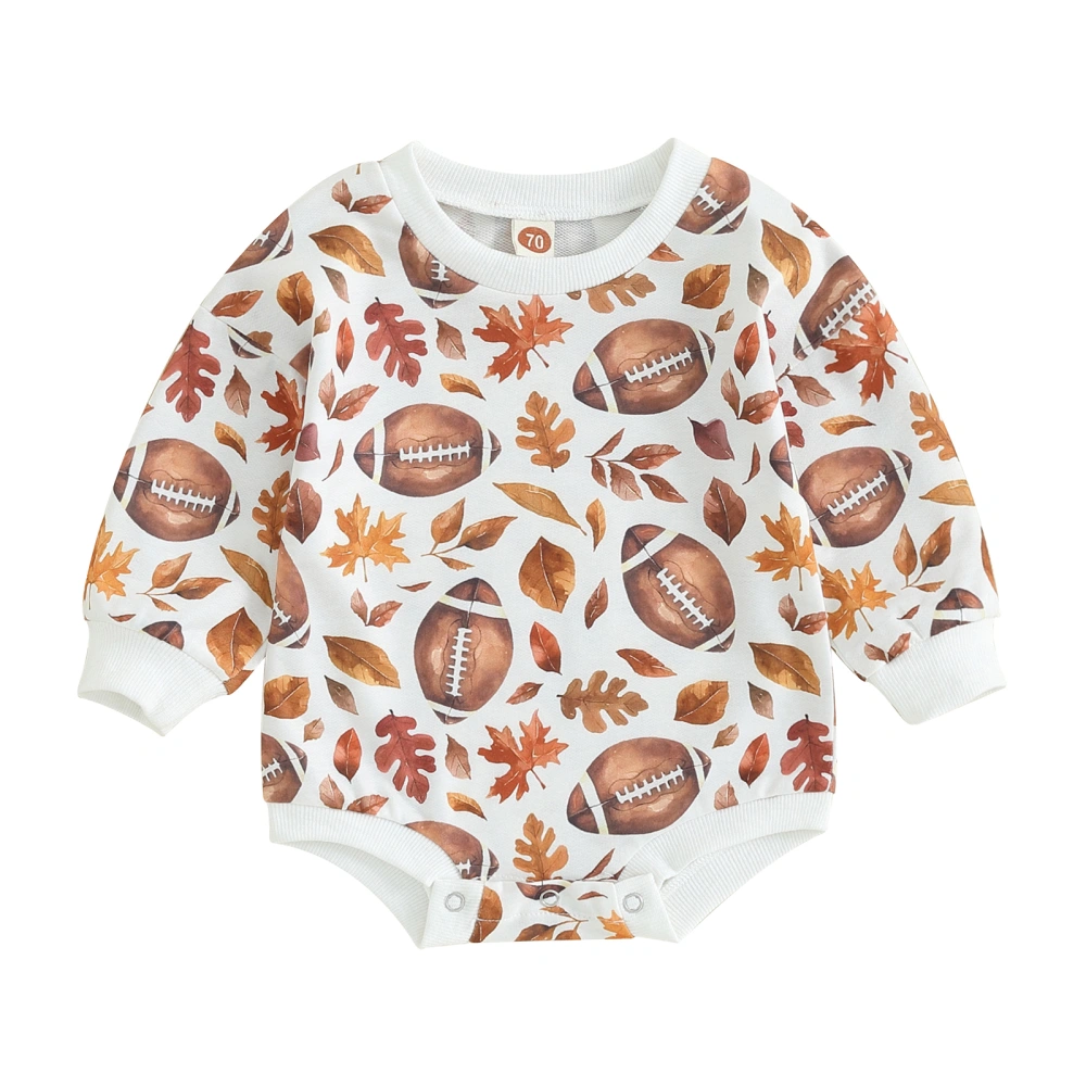 Baby Sweatshirt Romper Long Sleeve Football Maple Leaf Print Bodysuit