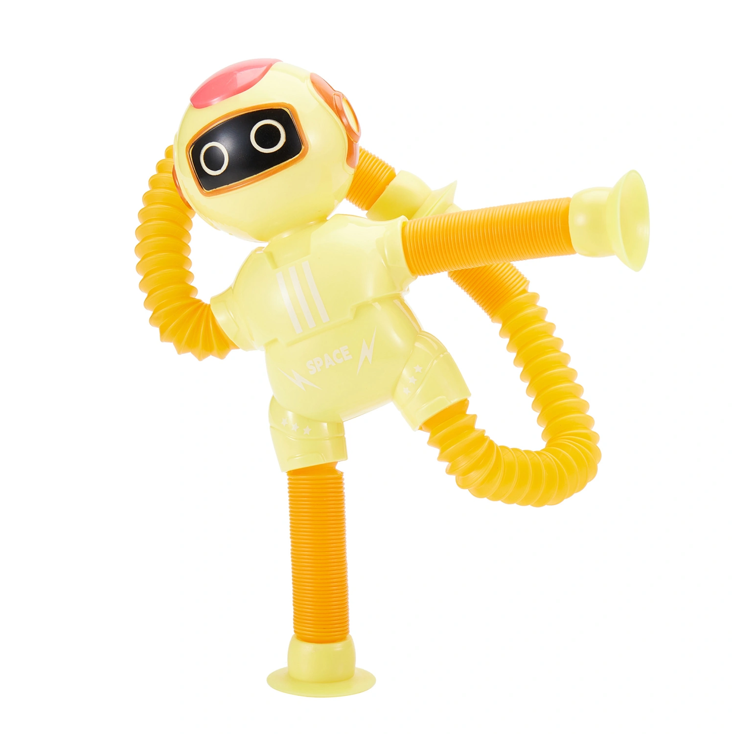 Telescopic Suction Cup Toy Cute Robot with Light Fidget Sensory Toys 