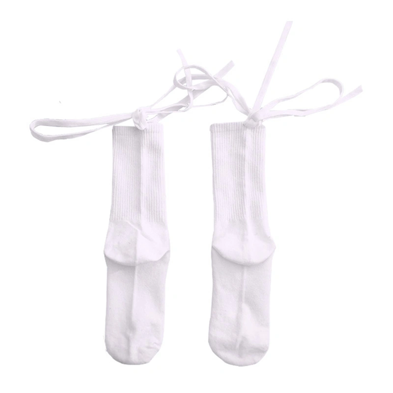 Women Soft Crew Socks Solid Color Bandage Elastic Calf Walking Socks 