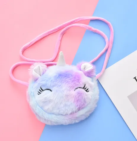 Girls Cartoon Animal Crossbody Handbag Plush Coin Change Purse