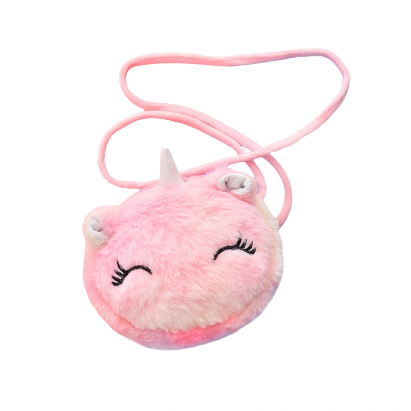 Girls Cartoon Animal Crossbody Handbag Plush Coin Change Purse