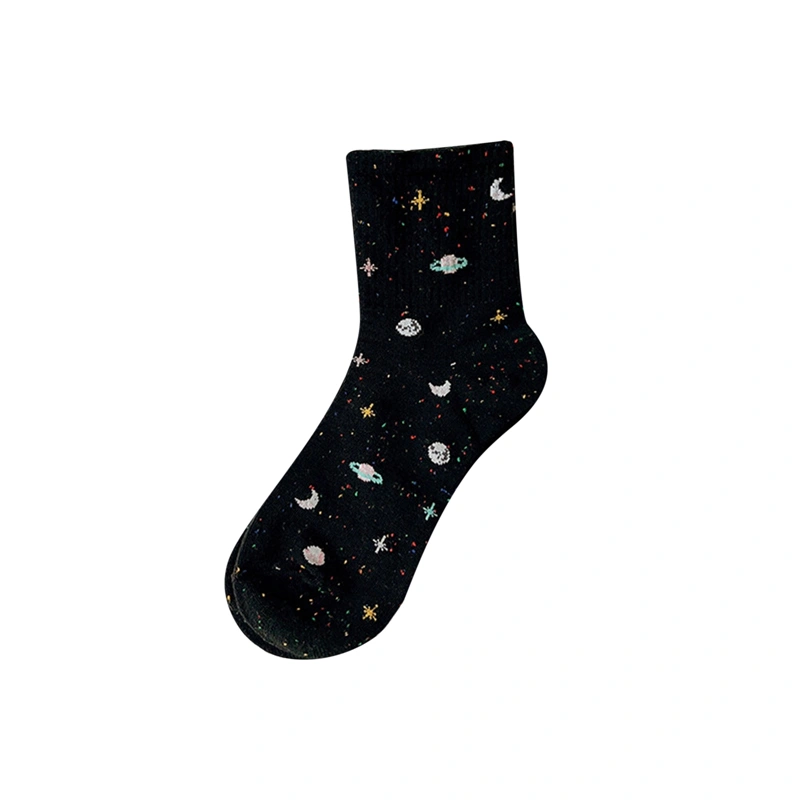 Women’s Cute Crew Socks Soft Crew Socks Novelty Star Moon Socks