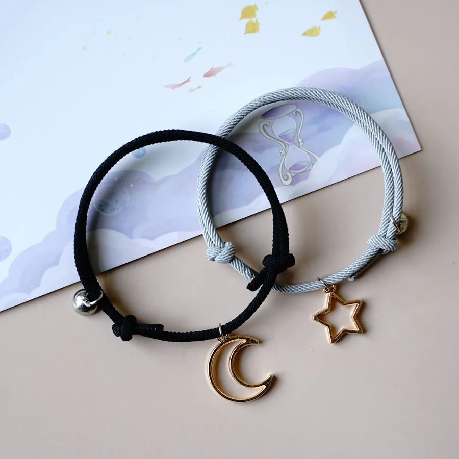 Milan Rope Cutout Star Moon Couple Bracelet