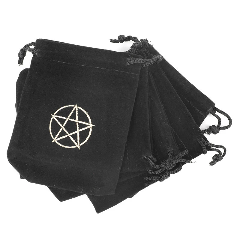 Black Pentagram Symbol Drawstring Flannel Bag