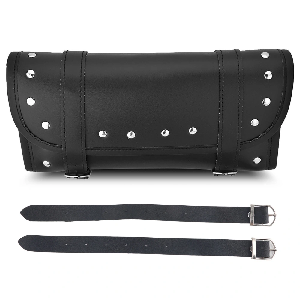 Black PU Leather Motorcycle Motorbike Front Rear Fork Tool Bag Handlebar Bags Luggage Saddlebag