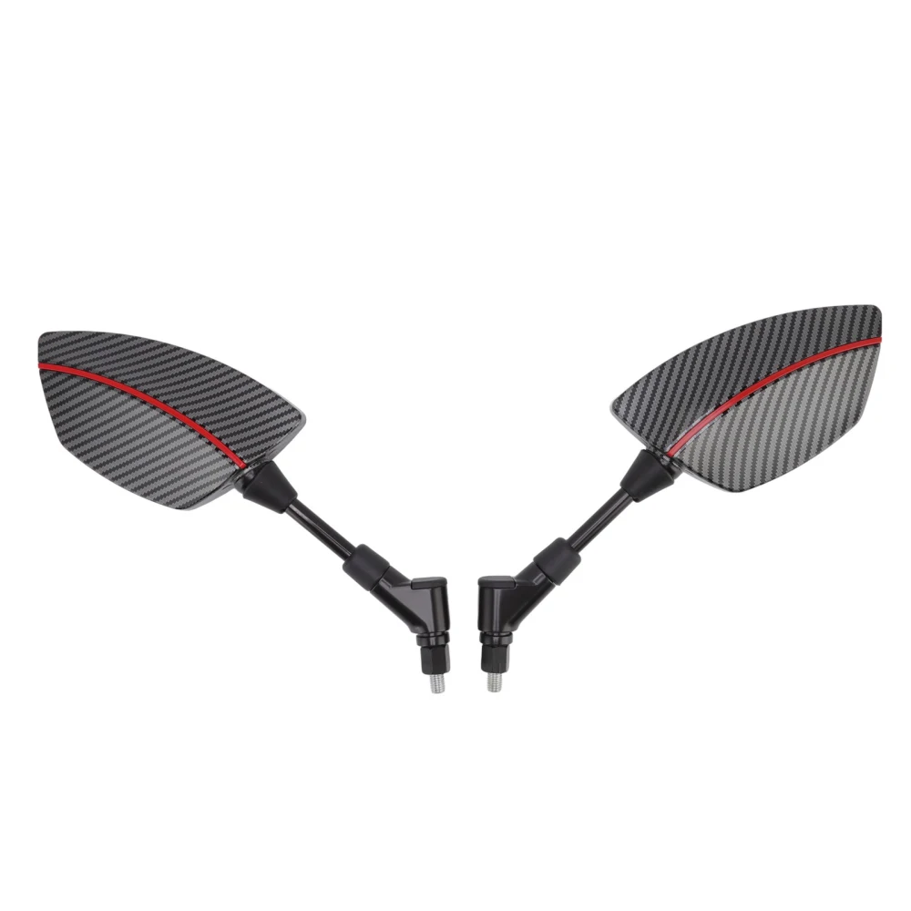 Pair Motorcycle Rear View Mirror 360 Degree Rotation Convex Glass Universal for Scooters ATVs with 8mm Base Red