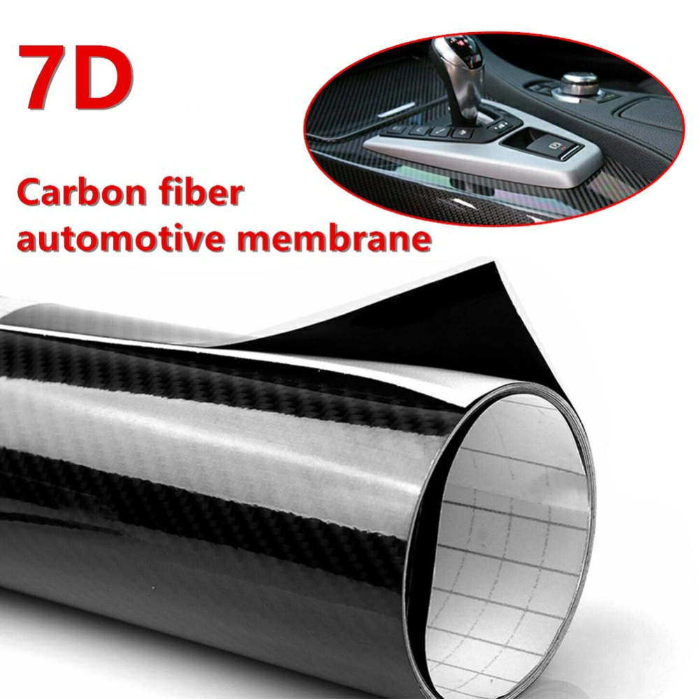 7D High Gloss Black Carbon Fiber Vinyl Wrap Sticker Decal Film Sheet with Bubble Free Air Release Technology