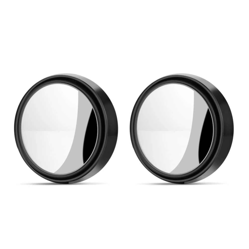 2 Pcs Small Round Car Rear View Mirror 360 Degree Rotary Push Large Vision Reverse Assist Blind Spot Mirror