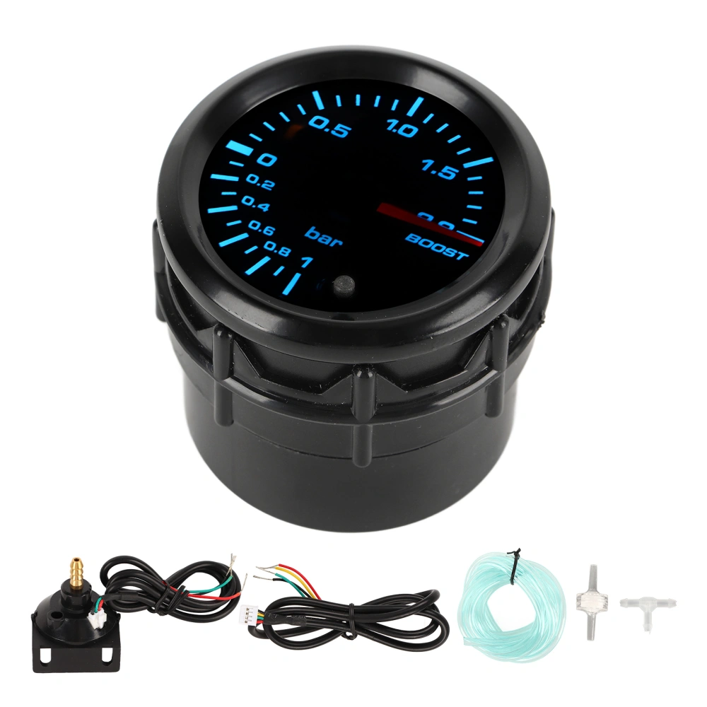 2in 52mm Turbo Boost Gauge with Sensor Pointer Type 7 Color LED Backlight Universal for Gasoline Modified Cars