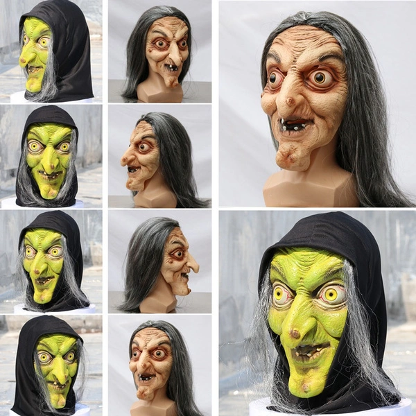 Cool Scary Horrified Witch Mask Long Hair Head Latex Mask Funny Halloween Fancy Party Masquerade Costume Cosplay Mask New