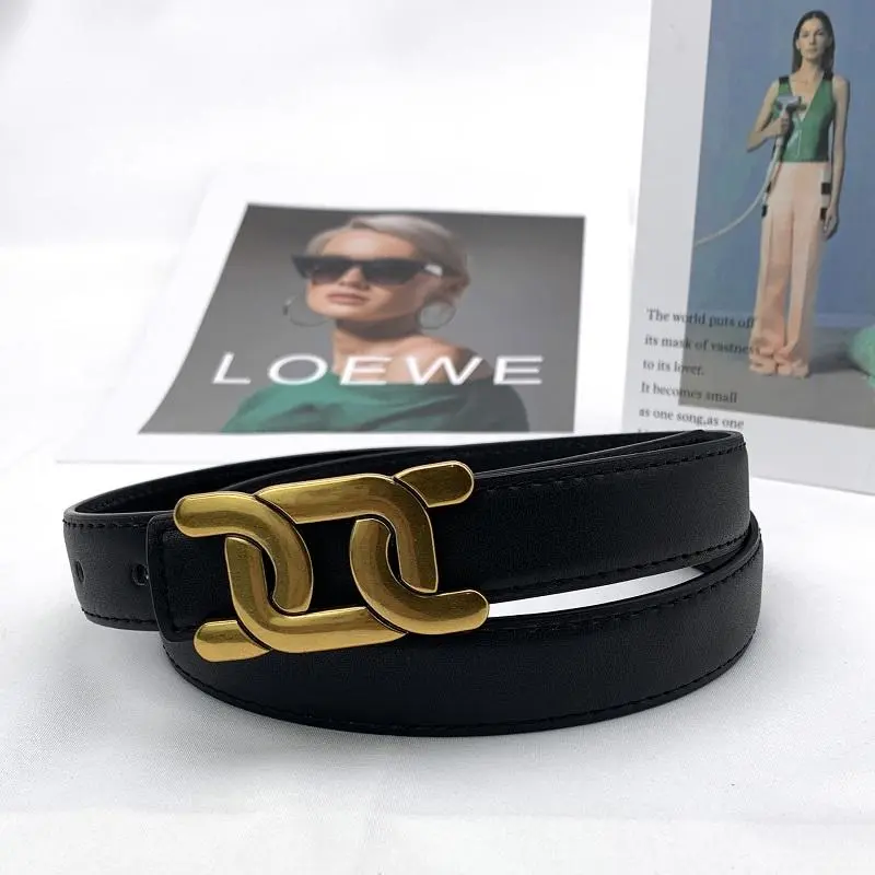 Belts for Women Dress Belt Genuine Leather Fashion Casual Designer Gold Buckle Belt Waist Female Skinny Thin Solid Color