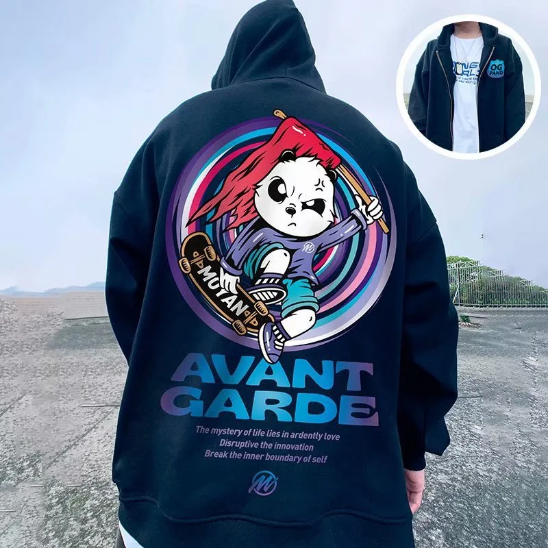 New Fashion Couple Style Guochao Panda Zipper Jacket