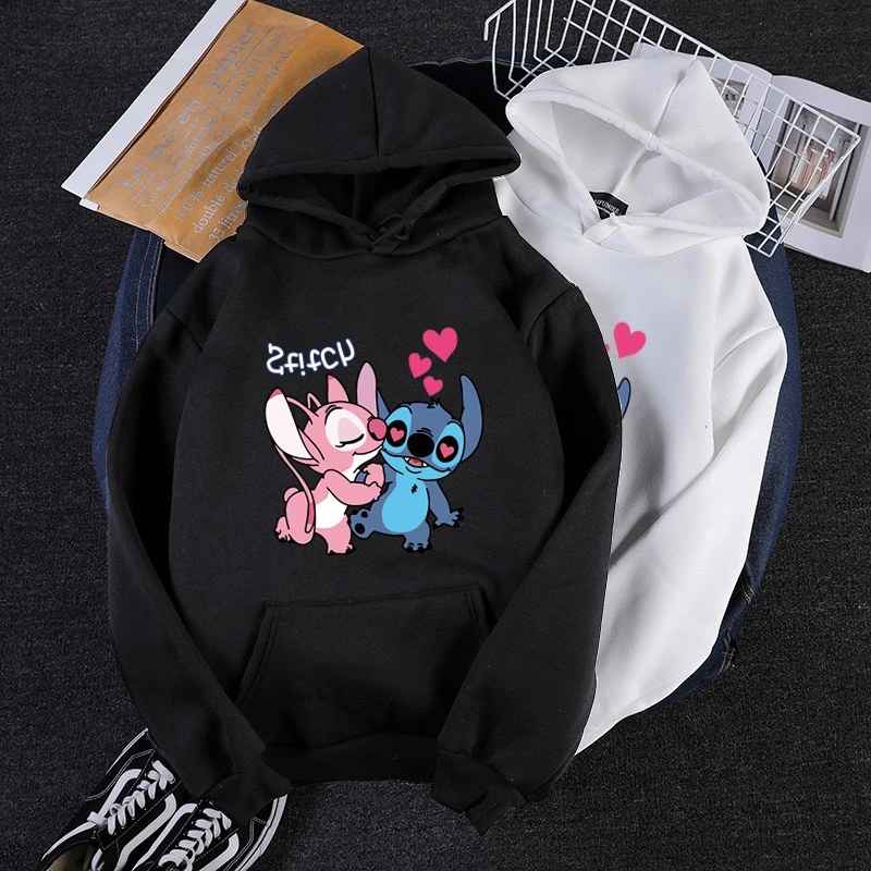 Stitch fleece casual loose couple hooded sweater