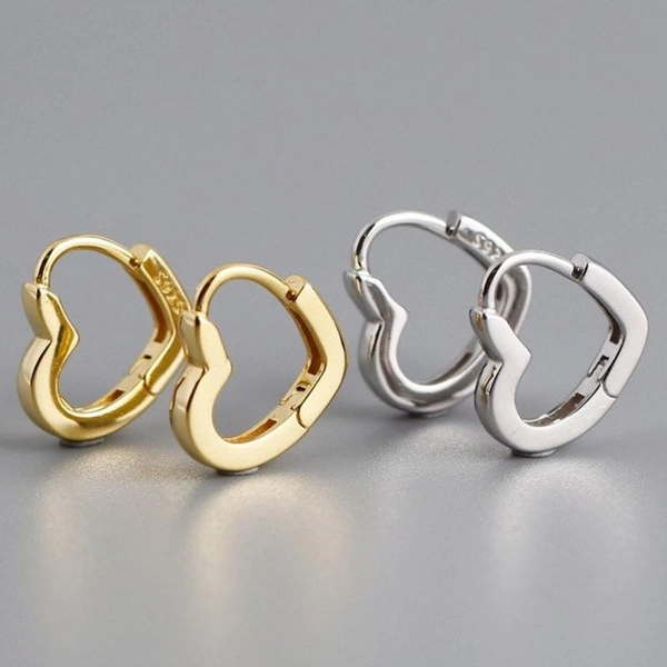 1 Pair 925 Sterling Silver Heart Hoop Earrings for Women Daily Casual Simple Earrings Jewelry