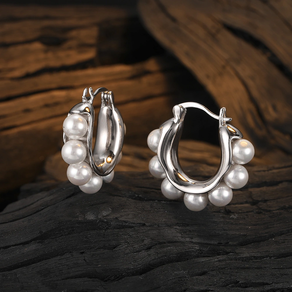 925 Sterling Silver Pearl U-shaped Ear Clip Women's Simple Sweet Lady Earrings