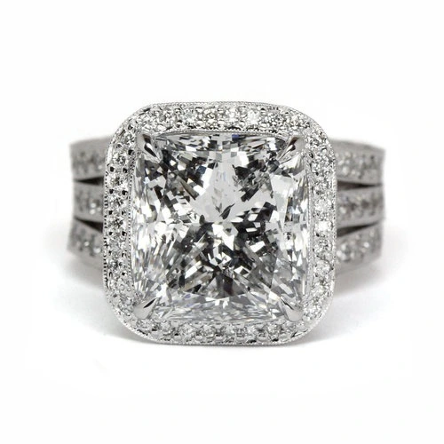 Inlaid Topaz Square Diamond Ring