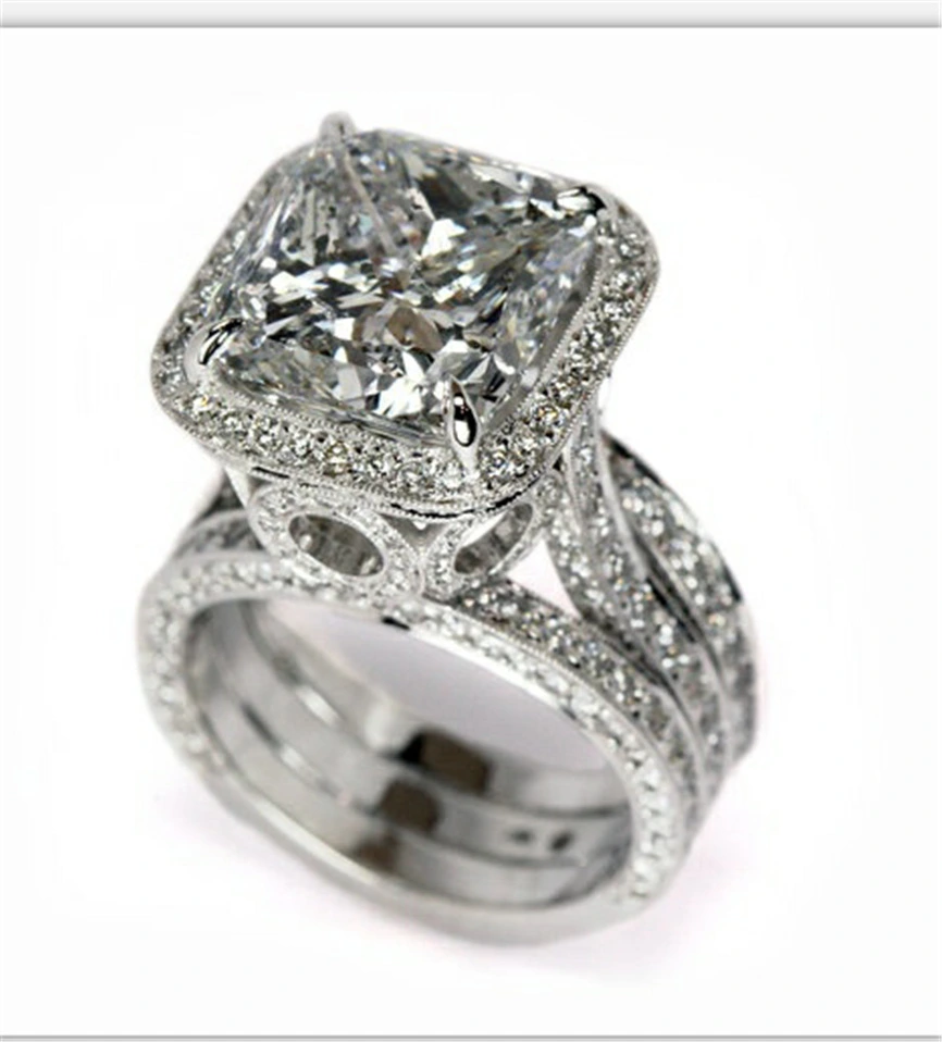 Inlaid Topaz Square Diamond Ring