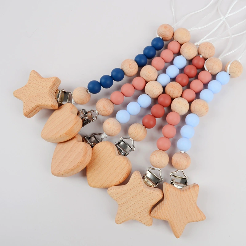 Five-pointed Star Beech Pacifier Clip Love Heart Fork