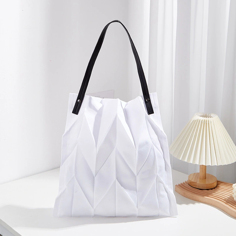 Pleated Shoulder Lightweight Folding Bucket Bag