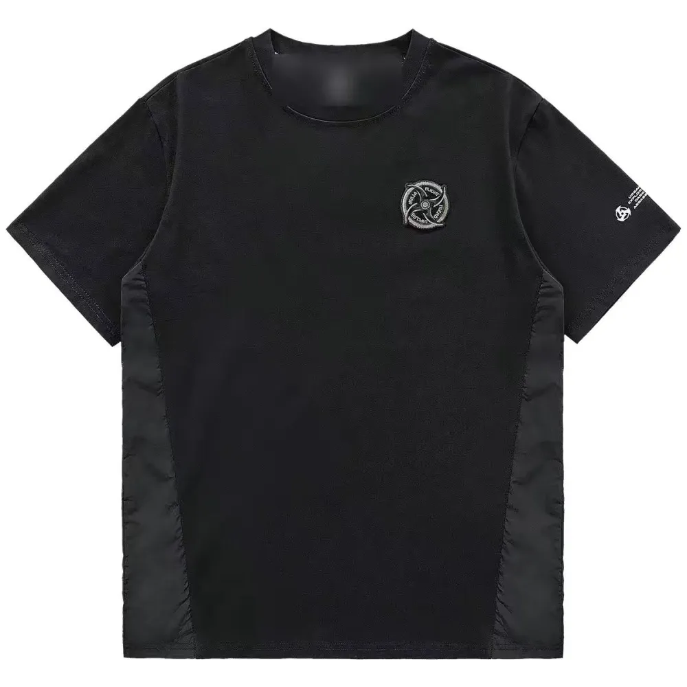 Embroidered Badge Patchwork Short Sleeved T-shirt For Men