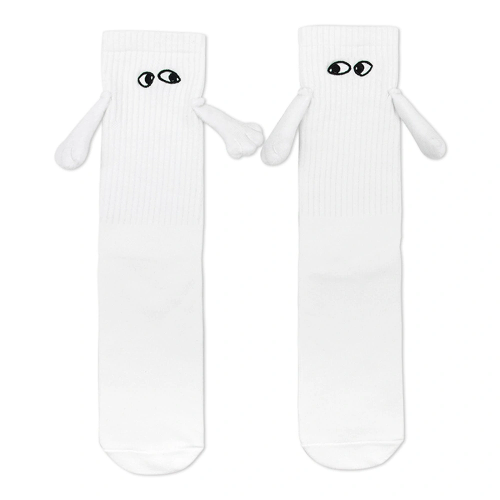 White Couple Holding Hands Socks, Mid-Tube Funny Magnetic Socks