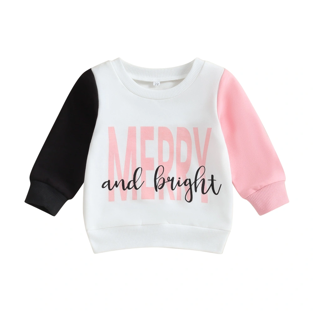 Baby Girl Christmas Romper Letter Long Sleeve Round Neck Bodysuit