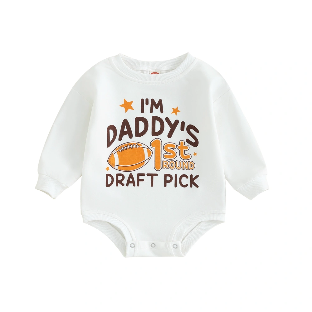 Baby Fall Romper Casual Long Sleeve Football Letter Print Bodysuit