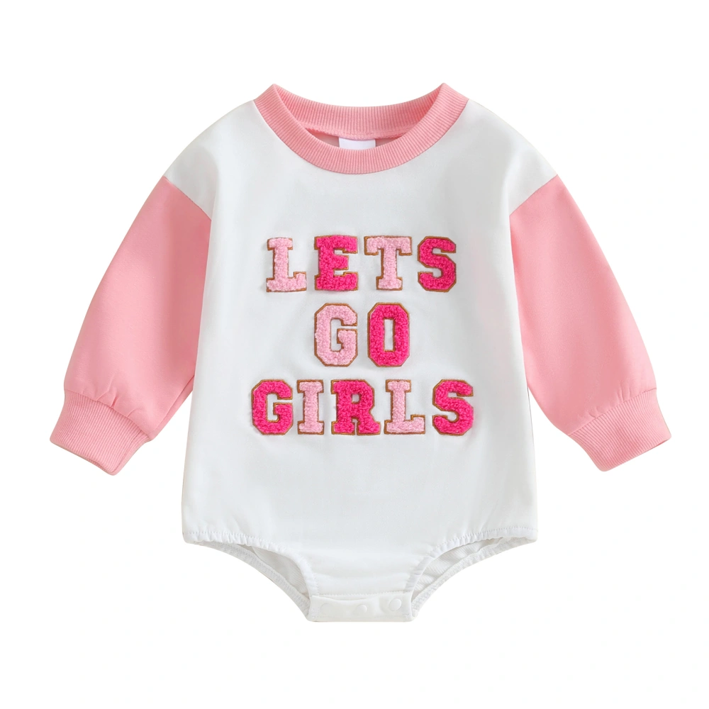 Baby Girls Romper, Long Sleeve Crew Neck Letters Fall Bodysuit