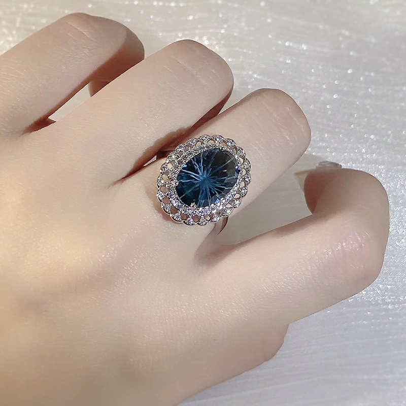 Natural Fireworks Blue Topaz Ladies Ring