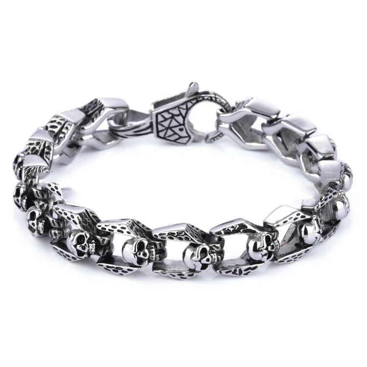 Personality Punk Skull Bracelet Stainless Steel