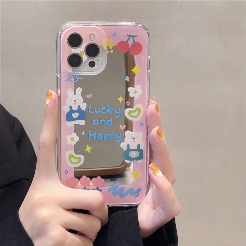 Cute Bear And Rabbit Mirror Phone Case