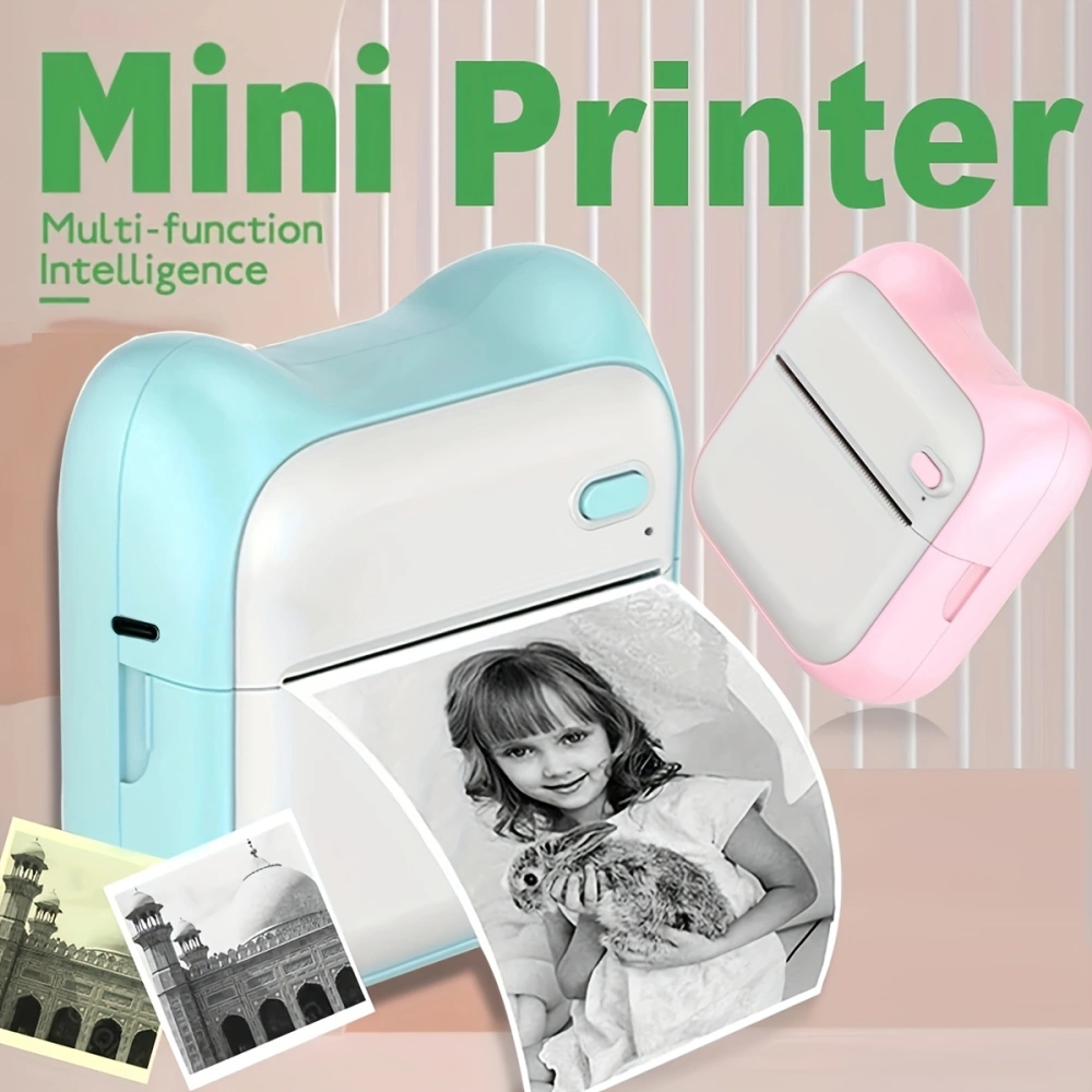 Mini Photo Printer For IPhone/Android,1000mAh Portable Thermal Photo Printer For Gift Study Notes Work Children Photo Picture Memo