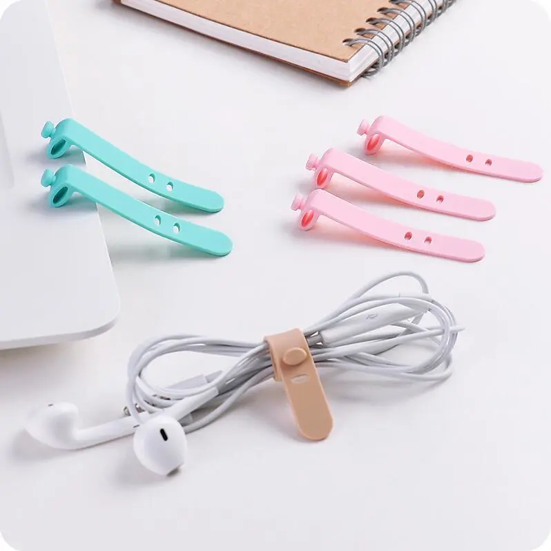 Mini Silicone Straps Headphones Storage Soft Tape USB Wire Cable Tie Cable Organizers Winder Storage Holder Earphone Clips