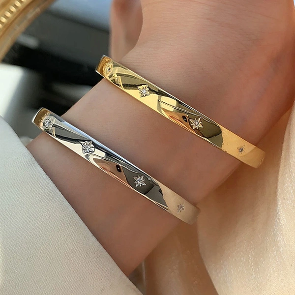 Korean 925 Silver Smooth Surface Bracelet Woman Simple Fashion INS Style Elegant Bracelets Creative Party Accessories